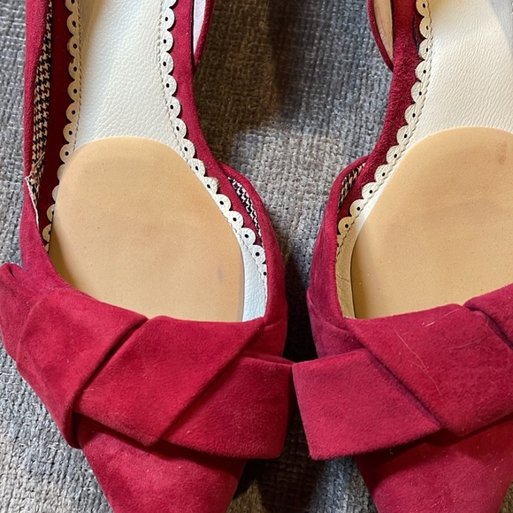 1901 Barrett Bow Kitten Heels Red Suede Size 8.5M - Picture 8 of 8